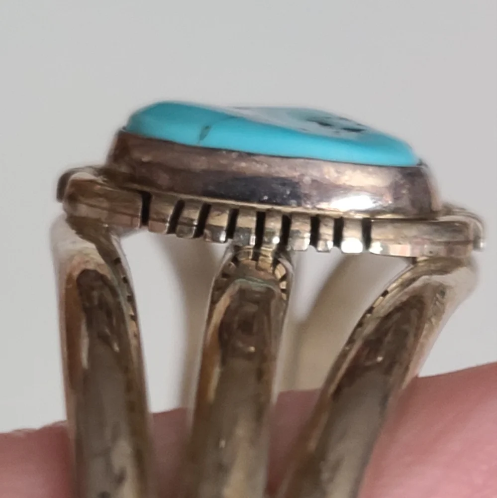 Vintage navajo Aaron Toadlena AT turquoise sterling bracelet native American - Picture 12 of 13